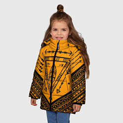 Куртка зимняя для девочки Native American: Yellow Style, цвет: 3D-красный — фото 2