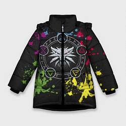 Куртка зимняя для девочки Ведьмак: Сила стихий, цвет: 3D-черный