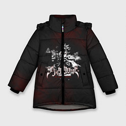Куртка зимняя для девочки Чёрный клевер, цвет: 3D-светло-серый