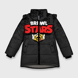 Куртка зимняя для девочки Brawl Stars: Black Team, цвет: 3D-светло-серый