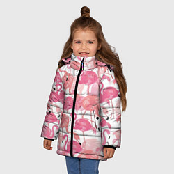 Куртка зимняя для девочки Рай фламинго, цвет: 3D-черный — фото 2