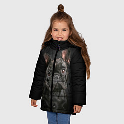 Куртка зимняя для девочки Французский бульдог, цвет: 3D-черный — фото 2