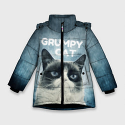 Куртка зимняя для девочки Grumpy Cat, цвет: 3D-черный