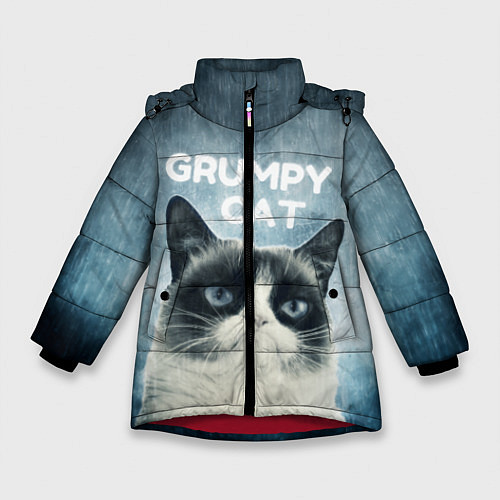 Зимняя куртка для девочки Grumpy Cat / 3D-Красный – фото 1