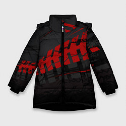Зимняя куртка для девочки Красный след на черном