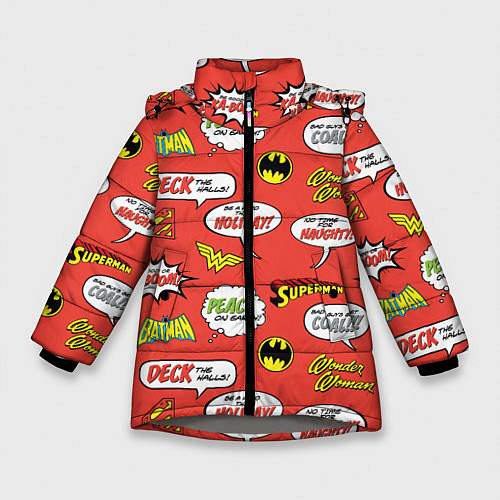 Зимняя куртка для девочки DC comics logos / 3D-Светло-серый – фото 1