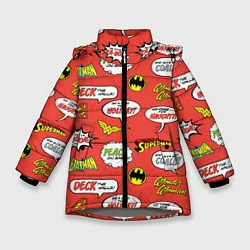 Куртка зимняя для девочки DC comics logos, цвет: 3D-светло-серый