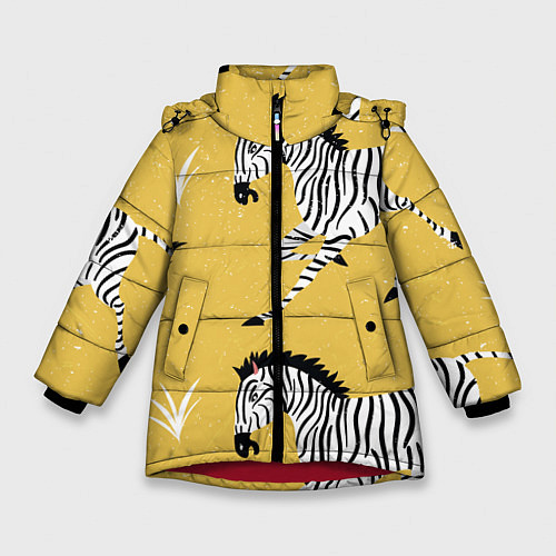Зимняя куртка для девочки Зебра арт / 3D-Красный – фото 1