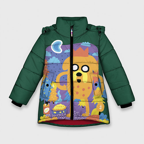 Зимняя куртка для девочки Время приключений Jake / 3D-Красный – фото 1
