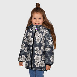 Куртка зимняя для девочки Цветочный букет, цвет: 3D-светло-серый — фото 2