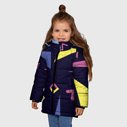 Куртка зимняя для девочки Танец геометрии, цвет: 3D-черный — фото 2