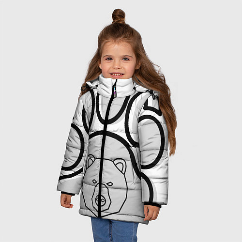 Зимняя куртка для девочки Душа севера - след медведя / 3D-Светло-серый – фото 3