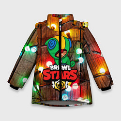 Куртка зимняя для девочки BRAWL STARS НОВОГОДНИЙ, цвет: 3D-светло-серый