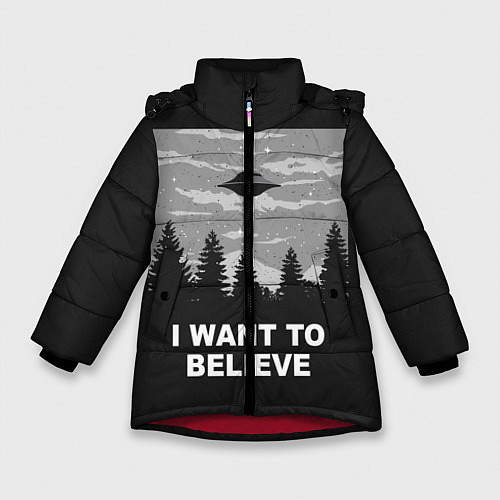 Зимняя куртка для девочки I want to believe / 3D-Красный – фото 1