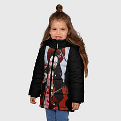 Куртка зимняя для девочки Клинок рассекающий демонов, цвет: 3D-светло-серый — фото 2