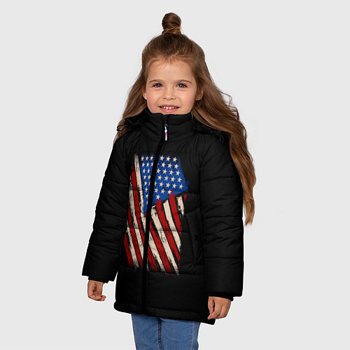 Зимняя куртка для девочки Флаг / 3D-Светло-серый – фото 3