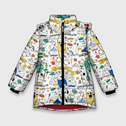 Куртка зимняя для девочки Adventure Time, цвет: 3D-красный