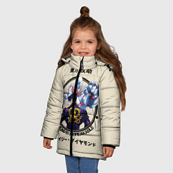 Куртка зимняя для девочки Приключения ДжоДжо, цвет: 3D-светло-серый — фото 2