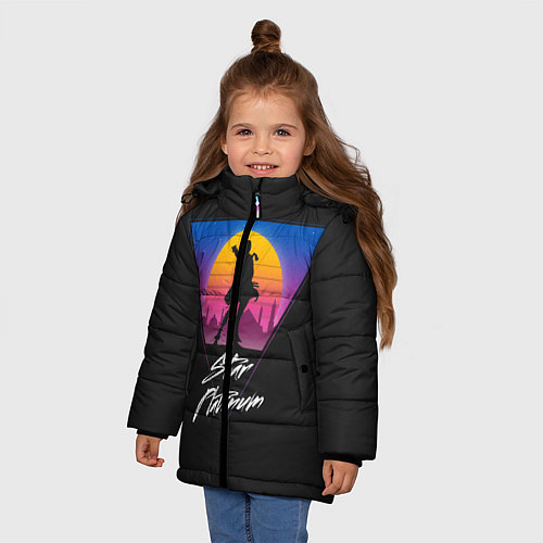 Зимняя куртка для девочки Приключения ДжоДжо / 3D-Светло-серый – фото 3