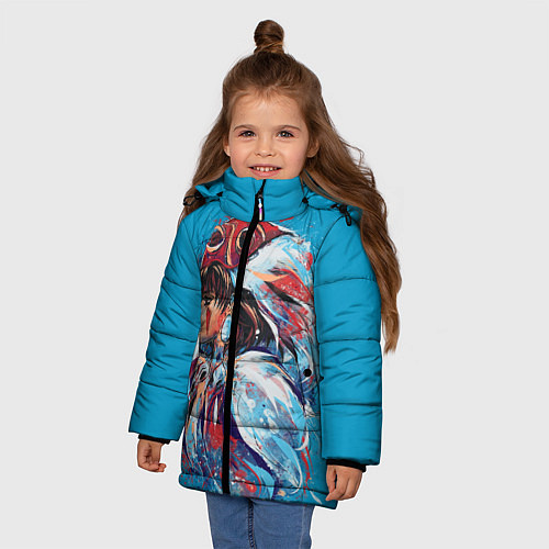 Зимняя куртка для девочки Принцесса Мононоке / 3D-Светло-серый – фото 3