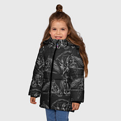 Куртка зимняя для девочки Кони, цвет: 3D-светло-серый — фото 2