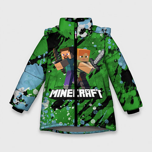 Зимняя куртка для девочки Minecraft Майнкрафт / 3D-Светло-серый – фото 1