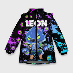 Куртка зимняя для девочки BRAWL STARS ОБОРОТЕНЬ LEON, цвет: 3D-светло-серый