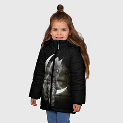 Куртка зимняя для девочки Кот на луне, цвет: 3D-черный — фото 2
