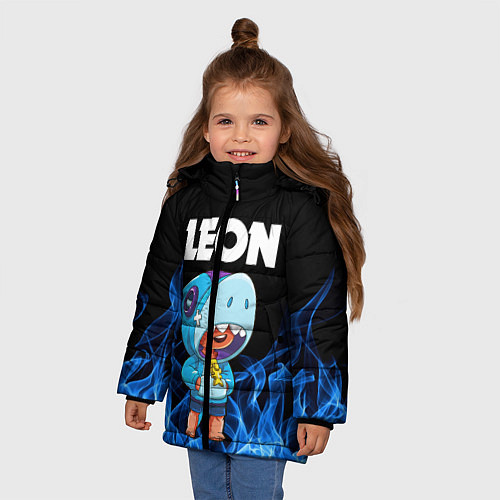 Зимняя куртка для девочки BRAWL STARS LEON SHARK / 3D-Светло-серый – фото 3