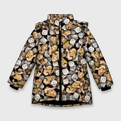 Куртка зимняя для девочки Woman Yelling at a Cat, цвет: 3D-черный