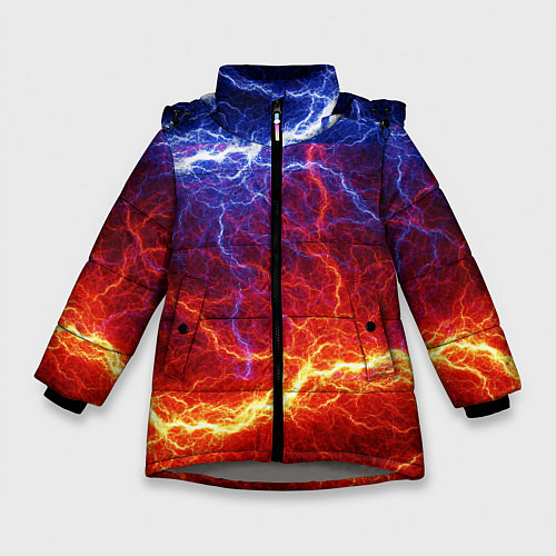 Зимняя куртка для девочки Лёд и огонь / 3D-Светло-серый – фото 1