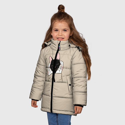 Зимняя куртка для девочки Милая кошечка / 3D-Светло-серый – фото 3