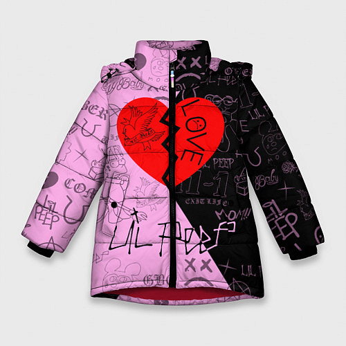 Зимняя куртка для девочки LIL PEEP / 3D-Красный – фото 1