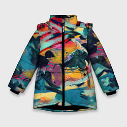 Куртка зимняя для девочки Абстрактный рисунок, цвет: 3D-черный