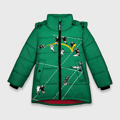 Зимняя куртка для девочки Игра в регби / 3D-Красный – фото 1