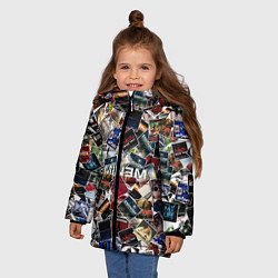 Куртка зимняя для девочки Дискография EMINEM, цвет: 3D-черный — фото 2