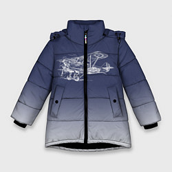 Куртка зимняя для девочки Биплан, цвет: 3D-черный