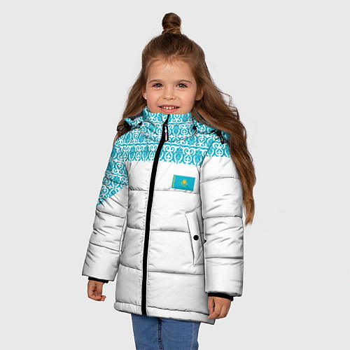Зимняя куртка для девочки Казахстан Форма / 3D-Светло-серый – фото 3
