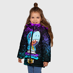 Куртка зимняя для девочки BRAWL STARS LEON SHARK, цвет: 3D-светло-серый — фото 2