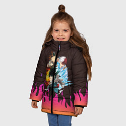 Куртка зимняя для девочки MY HERO ACADEMIA разноцветное пламя, цвет: 3D-черный — фото 2