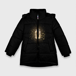 Куртка зимняя для девочки Банка со светлячками, цвет: 3D-черный