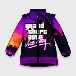 Куртка зимняя для девочки GTA:VICE CITY, цвет: 3D-черный