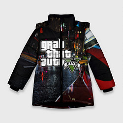 Куртка зимняя для девочки Grand Theft Auto V, цвет: 3D-черный