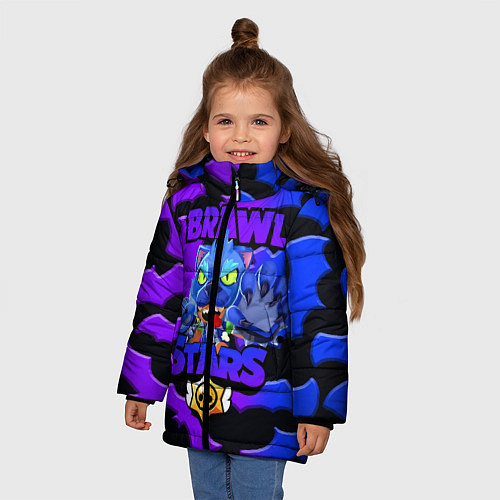 Зимняя куртка для девочки BRAWL STARS LEON WOLF BAT / 3D-Светло-серый – фото 3