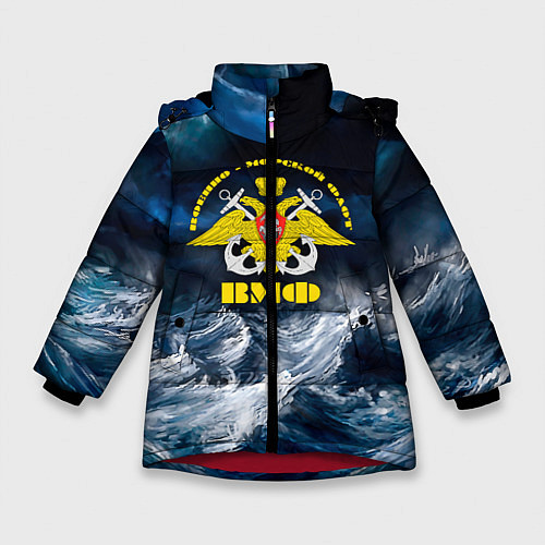 Зимняя куртка для девочки Военно-морской флот / 3D-Красный – фото 1