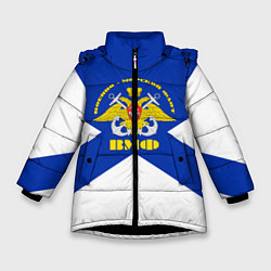 Куртка зимняя для девочки Военно - морской флот, цвет: 3D-черный