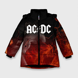 Куртка зимняя для девочки AC DC, цвет: 3D-черный