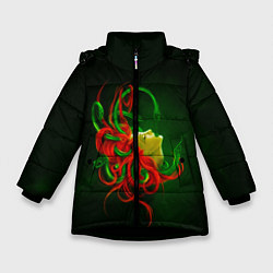 Куртка зимняя для девочки Медуза Горгона, цвет: 3D-черный