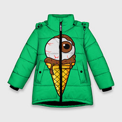 Куртка зимняя для девочки Мороженое с глазом, цвет: 3D-черный