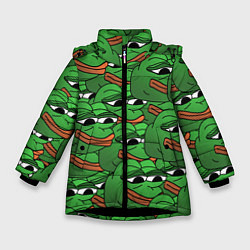 Куртка зимняя для девочки Pepe The Frog, цвет: 3D-черный